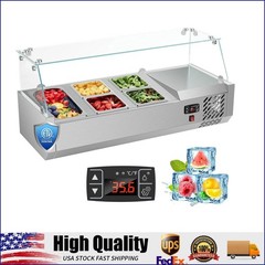 New 40″ Condiment Refrigerated Salad Sandwich Prep Station w/Glass Shield