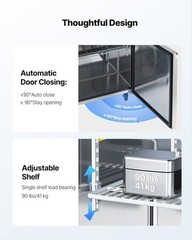 VEVOR Commercial Refrigerated Sandwich PrepWorktable Stainless Steel Double Door