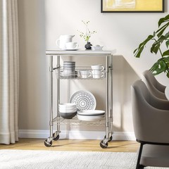 Heavy-Duty Stainless Steel Mobile Workstation with Adjustable Shelf – 24″ x 20″