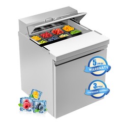 27” Commercial Refrigerator Salad Sandwich Prep Table W/ 8 Pans Restaurant Bars
