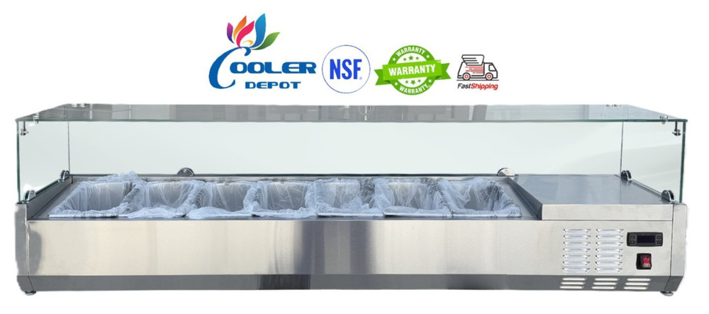 NEW 7 Pan Commercial Refrigerated Prep Table Countertop Salad Fruit Sauce NSF