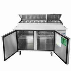 NEW 2 Door 67″ Refrigerated Pizza Prep Table Cooler NSF Atosa MPF8202GR #2229