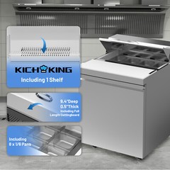 27” Commercial Refrigerator Salad Sandwich Prep Table W/ 8 Pans Restaurant Bars