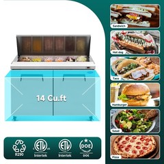 48″W Sandwich Salad Prep Table Refrigerator Cooler Table 2 Doors Restaurant Bars