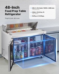 VEVOR Commercial Refrigerated Sandwich PrepWorktable Stainless Steel Double Door