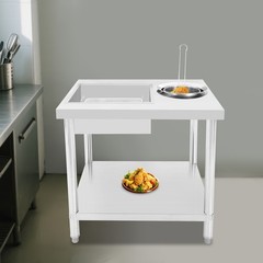 Commercial Breading Table Fried Chicken Station Prepare Workdesk Stainless Steel
