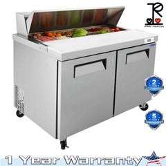 48″ Commercial Sandwich Prep Table Refrigerator 14 Cu. Ft Adjustable Shelves