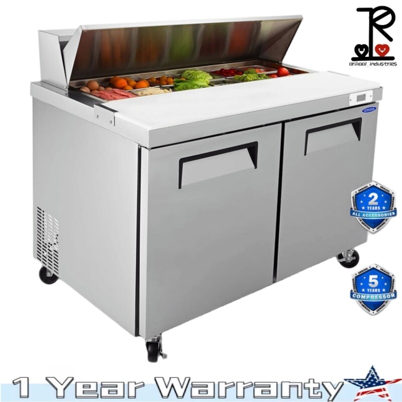 48 IN Commercial Refrigerators Sandwich & Salad Prep Table with a Cutting Board