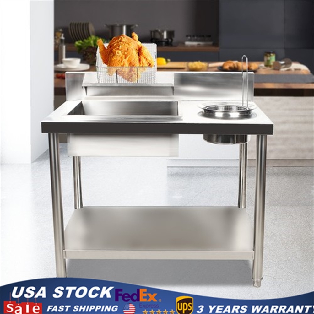 Commercial Breading Table Fried Food Prep Fry Chicken Work Table Breader Station