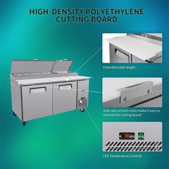 67″ Double Door Stainless Steel Commercial Refrigerated Salad Pizza Prep Table