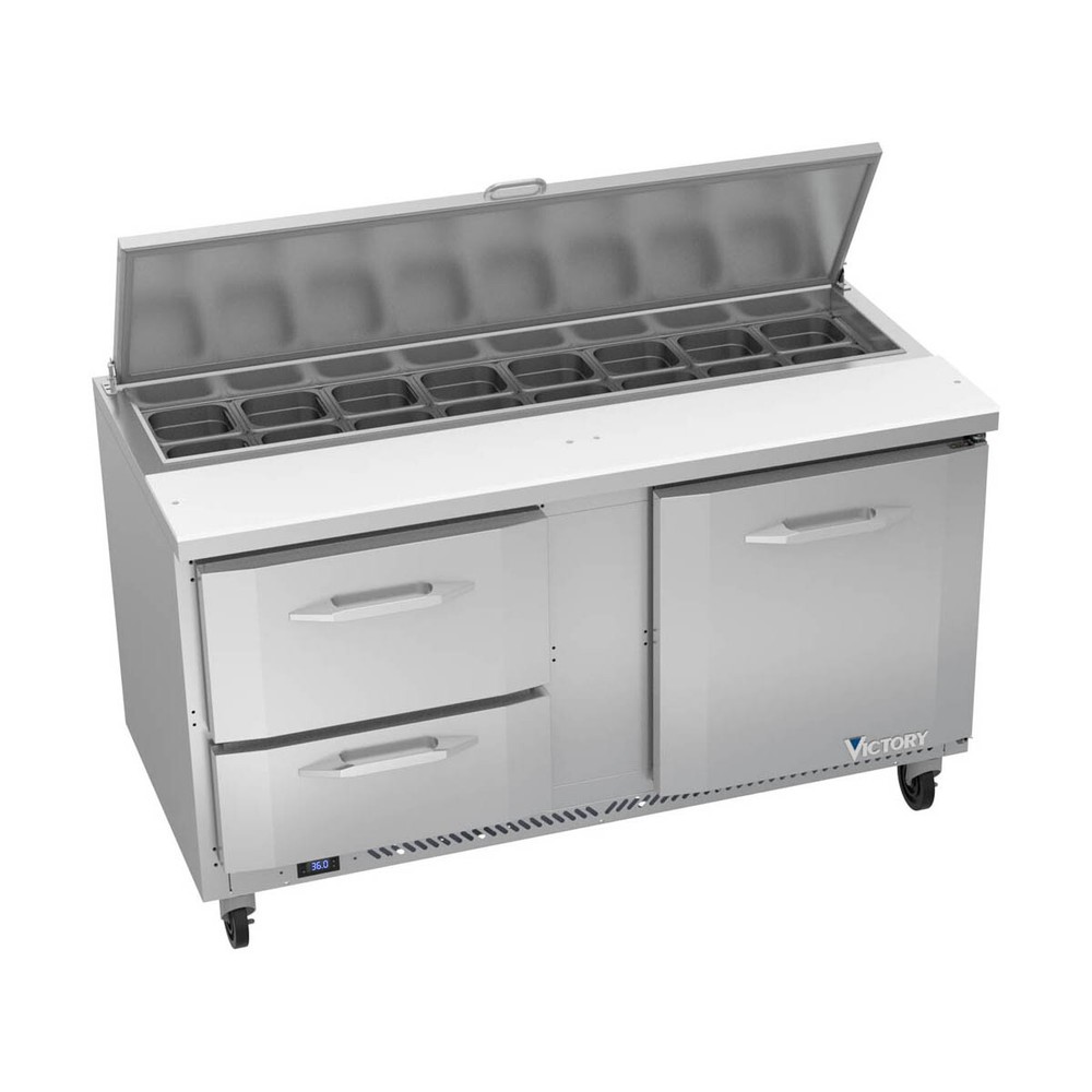 Victory VSPD60HC-16-2 60″ 1 Door 2 Drawers Refrigerated Sandwich / Salad Prep…