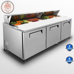 72″ Commercial Prep Table Refrigerator 3 Door 21 Cu.ft Stainless Steel Mega Top