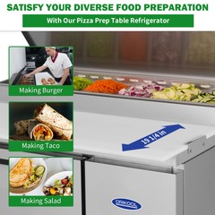 44″ Commercial Pizza Prep Table with a Built-in Refrigerator ETL Certified 11ft³