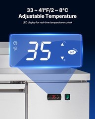VEVOR Commercial Refrigerated Pizza Prep Table Stainless Steel Fridge TripleDoor