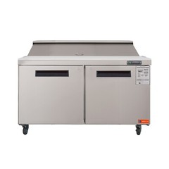 Stainless Steel 48′ 2-Door Salad Sandwich Prep Table Refrigerator 12 Pans
