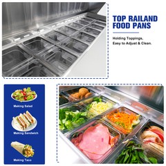72″ Sandwich Prep Table Commercial Salad Food Refrigerator 3-Door ETL Certified