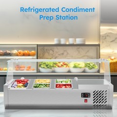 Commercial 40” Countertop Refrigerated Condiment Salad Sandwich Prep Station