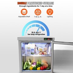 VEVOR 28/48/60/72″ Refrigeration Sandwich Salad Prep Table Undercounter Worktop