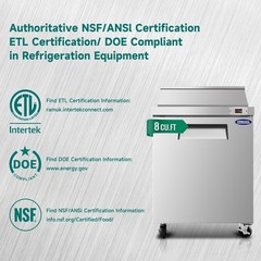 29″ Commercial Sandwich Prep Table Refrigerator -8 Cu.Ft One Door with 8 Pans
