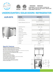 NSF 36″ Two Door Undercounter Refrigerator Worktable Food Prep Cooler Counter