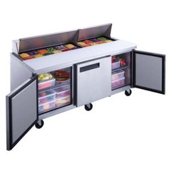 Brand new Dukers DSP72-18-S3 3-Door Food Prep Table Refrigerator