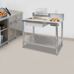 Commercial Breading Table Fried Chicken Station Prepare Workdesk Stainless Steel