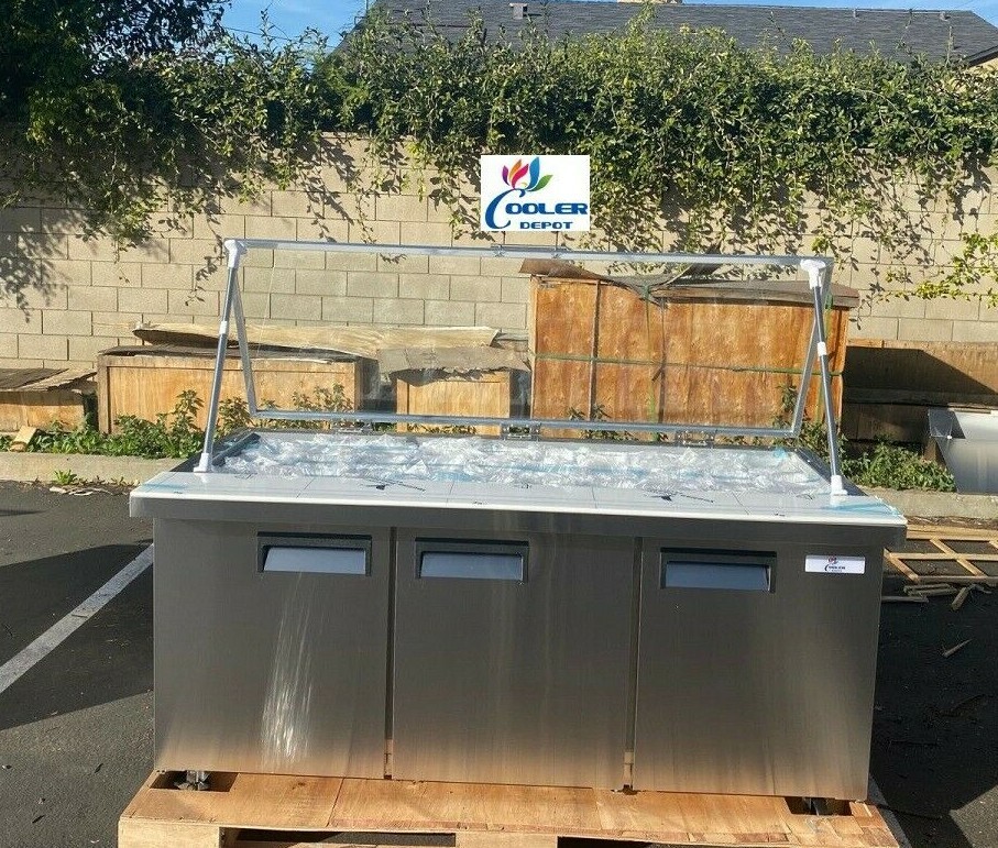 NEW 72″ Commercial Cold Table Sandwich Prep Refrigerator Cooler Pop Up NSF ETL