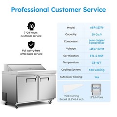 48″ Mega Top Sandwich Prep Table Fridge 2 Door Food Bain Marie Cooler, 12 Pans