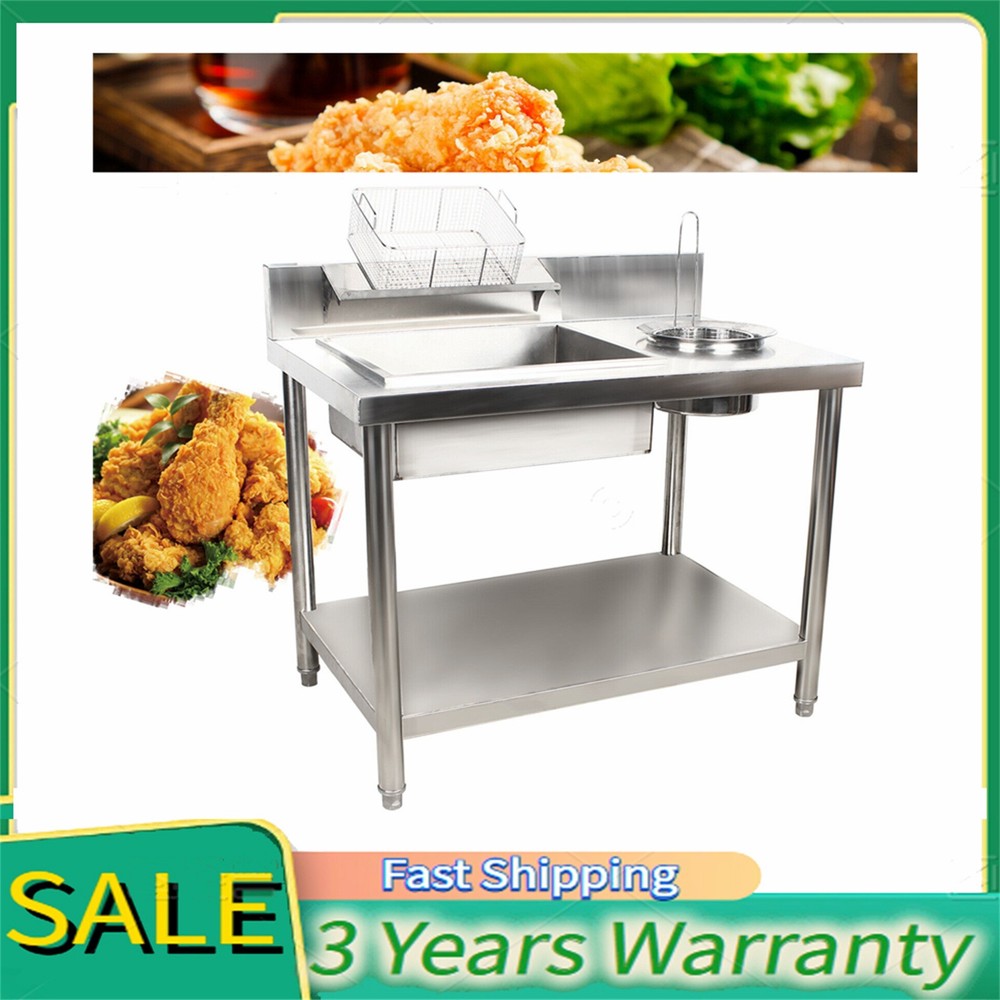 Commercial Breading Table Fried Food Prep Fry Chicken Work Table Breader Station