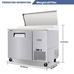 44″ Commercial Pizza Prep Table with a Built-in Refrigerator ETL Certified 11ft³