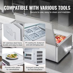 VEVOR 40″ Countertop Refrigerated Salad Pizza Prep Station Stainless Cover ETL