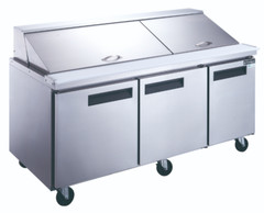 NEW 3 Door 72″ Refrigerated Mega Top Salad Prep Table Dukers DSP72-30M-S3 #2204