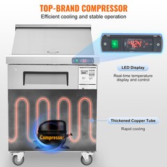 VEVOR Commercial Refrigerator 28″ Sandwich Salad Prep Table 1 Door with 12 Pans