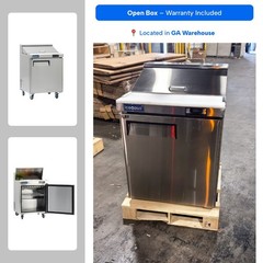 ICECASA 27″ Sandwich Prep Table Fridge, 1 Door Cooler with 8 Pans – Dents