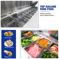 61″ Wide Sandwich Prep Table Commercial Salad Food Refrigerator ETL Certified