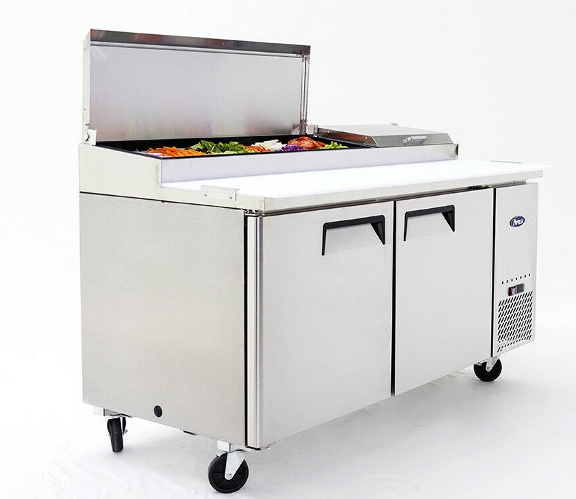 NEW 2 Door 67″ Refrigerated Pizza Prep Table Cooler NSF Atosa MPF8202GR #2229