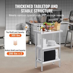 Polished Stainless Steel Work Table, 14×24 Inch – Ideal for All Cooking Tasks