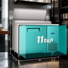 44″ Stainless Steel Commercial Pizza Prep Refrigerator – 11 CuFt Capacity