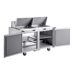 Delfield 60″ 2 Door Mega Top Refrigerated Sandwich Prep Table with 5″ Casters