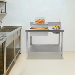 Commercial Breading Table Fried Chicken Station Prepare Workdesk Stainless Steel