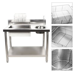 Commercial Breading Table Stainless Steel Manual Prep Station Chicken Fish Fried