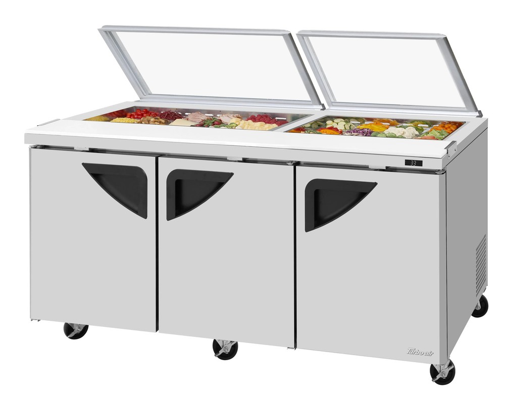 Turbo Air TST-72SD-N-GL 72″ Wide Sandwich Salad Prep Table With Glass Lid