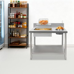 Commercial Breading Table Fried Chicken Station Prepare Workdesk Stainless Steel