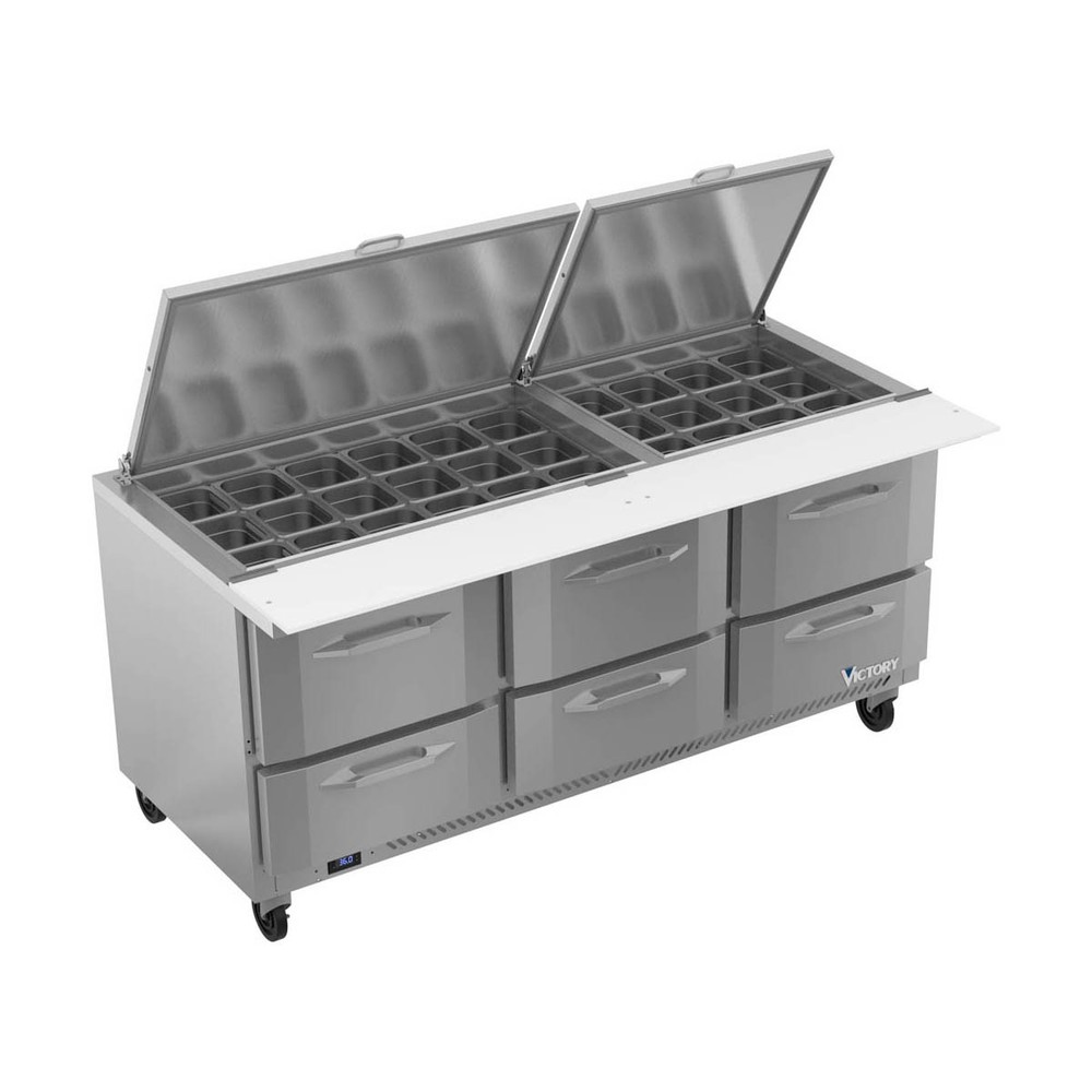 Victory VSPD72HC-30B-6 72″ Mega Top Sandwich/Salad Prep Table w/ 6 Drawers, 3…