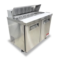 Sandwich Prep Unit 48″ Table Salad Refrigerator Prep Top 2 Door 12 Pan
