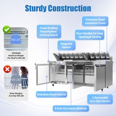 Salad Sandwich Prep Table 72” Refrigerated Prep Table 30 Pans Stainless Steel