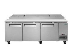 93″ Commercial Pizza Prep Table w/ 31Cu.Ft Built-in Refrigerator & Cold Storage
