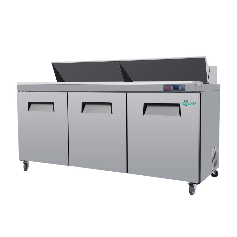 Commercial 72” Refrigerated Sandwich & Salad Prep Table Three Door 22 cu.ft.