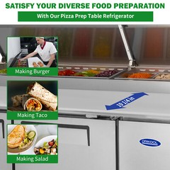 67″ Double Door Stainless Steel Commercial Refrigerated Salad Pizza Prep Table