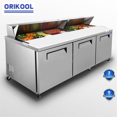 72″ Commercial Prep Table Refrigerator 3 Door 21 Cu.ft Stainless Steel Mega Top